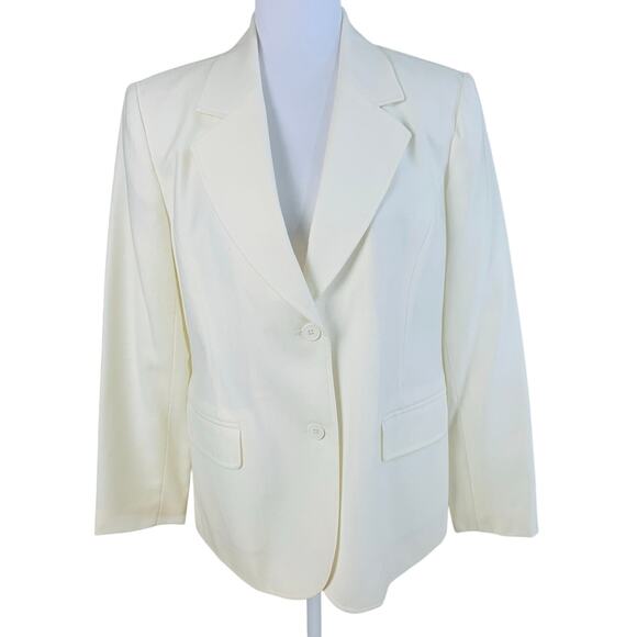 Chadwicks Petite Size 10P Wool Blazer Jacket Ivory Cream Career Minimalist - Picture 1 of 7